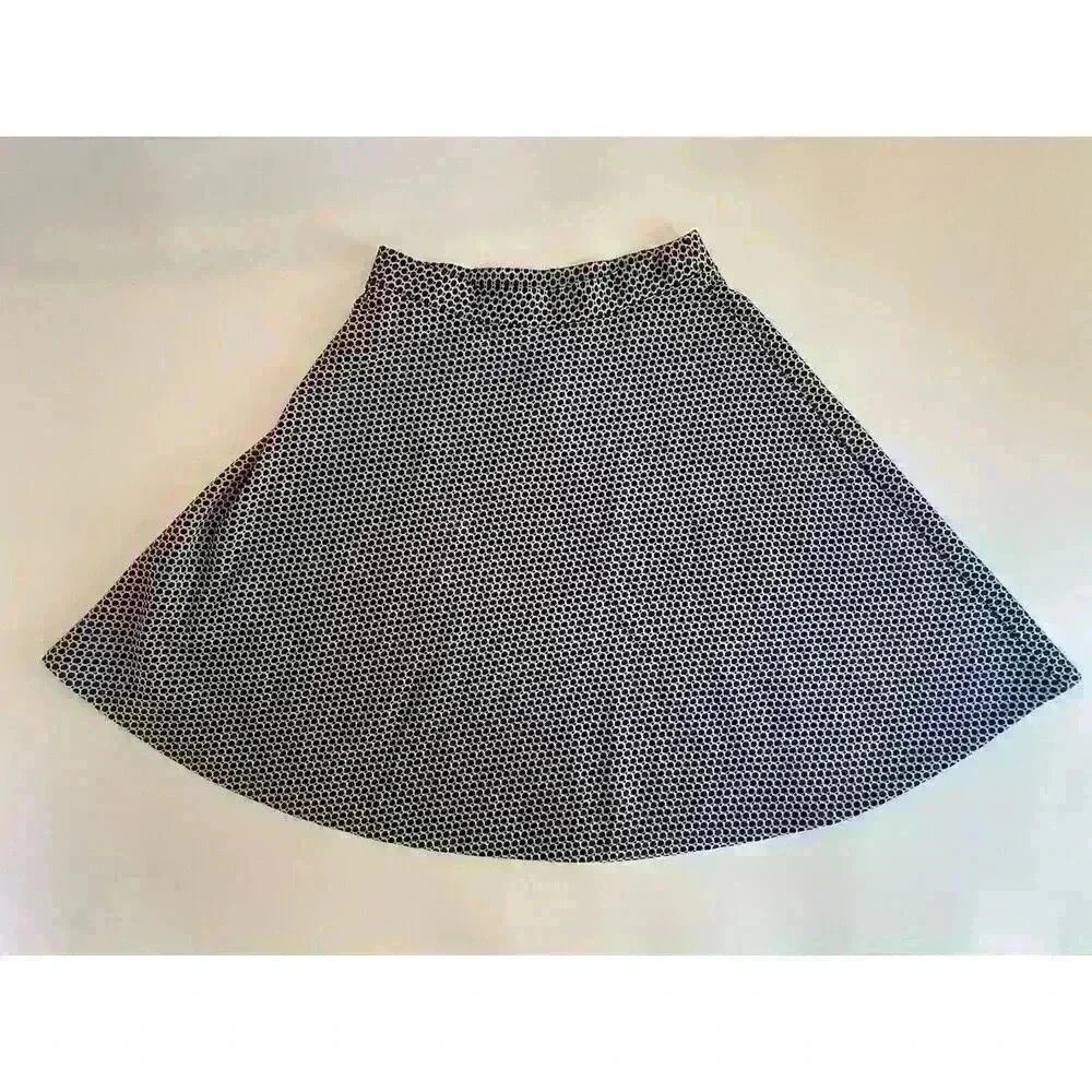 NWT Talbots Women's A-Line Skirt Size 8 Navy Blue White PolkaDot Pull-On Stretch